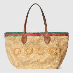 Woven medium tote bag Natural raffia effect viscose