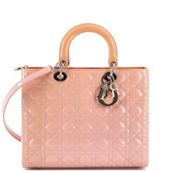 Lady Dior Bag Cannage Quilt Patent Large