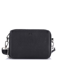 Double Zip Crossbody Pouch Leather