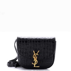Kaia Shoulder Bag Crocodile Embossed Leather Small