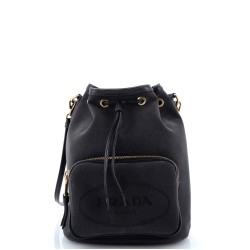 Logo Drawstring Bucket Bag Canvas