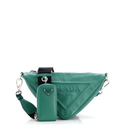Triangle Logo Zip Crossbody Bag Leather Small