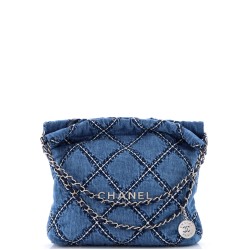 22 Chain Hobo Quilted Stitched Denim Small