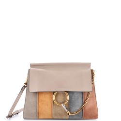 Faye Shoulder Bag Stitched Suede and Leather Medium
