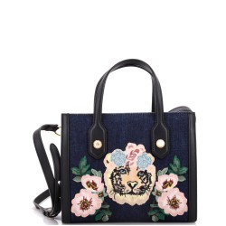 Tiger Pearl Tote Embroidered Denim Small