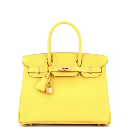 Birkin Handbag Lime Epsom with Gold Hardware 30