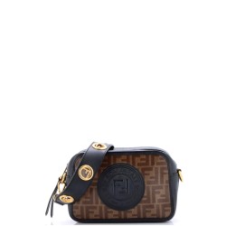 F is Fendi Logo Stamp Camera Bag Zucca Coated Canvas Small