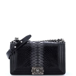 Boy Flap Bag Python and Patent Old Medium