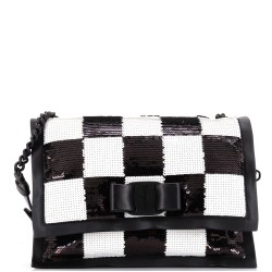 Viva Bow Flap Bag Sequin Embellished Leather Small