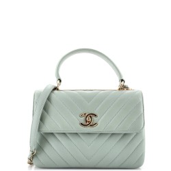 Trendy CC Top Handle Bag Chevron Lambskin Small
