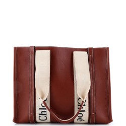 Woody Tote Leather with Canvas Medium