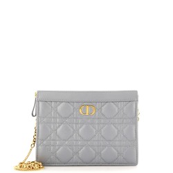 Caro Clutch with Chain Cannage Quilt Calfskin Small