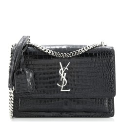 Sunset Crossbody Bag Crocodile Embossed Leather Medium