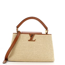 Capucines Bag Raffia with Leather PM