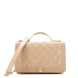 Boy Top Handle Wallet On Chain Quilted Caviar