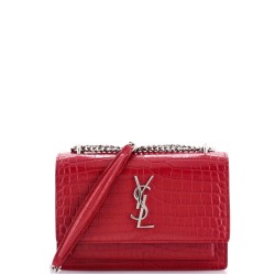 Sunset Chain Wallet Crocodile Embossed Leather