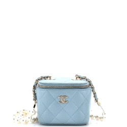 Vanity Case with Pearl Chain Quilted Lambskin Mini