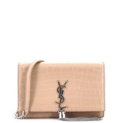 Classic Monogram Tassel Chain Wallet Crocodile Embossed Leather