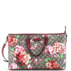 Convertible Zip Tote Blooms Print GG Coated Canvas Large
