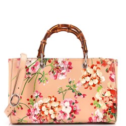 Bamboo Shopper Tote Blooms Print Leather Medium