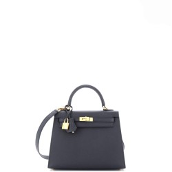 Kelly Handbag Noir Epsom with Gold Hardware 25