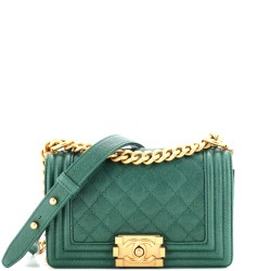 Boy Flap Bag Quilted Caviar Small