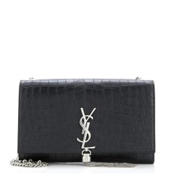 Classic Monogram Tassel Crossbody Bag Crocodile Embossed Leather Medium