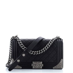 Paris-Dallas Boy Flap Bag Quilted Calfskin with Metal Adornments Old Medium