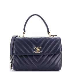 Trendy CC Top Handle Bag Chevron Lambskin Small