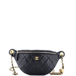Resin Elegant Chain Belt Bag Quilted Lambskin