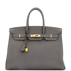 Birkin Handbag Grey Togo with Gold Hardware 35