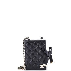 CC Book Card Holder with Chain Quilted Lambskin