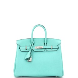 Birkin Handbag Bleu Atoll Togo with Palladium Hardware 25