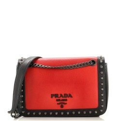 Chain Flap Bag Studded Glace Calf Small