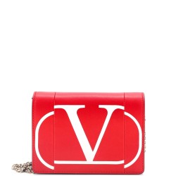 VLogo Full Flap Chain Shoulder Bag Printed Leather Mini