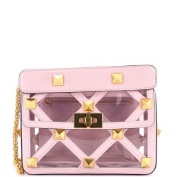 Roman Stud Flap Bag Quilted PVC with Leather Medium