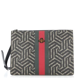 Bee Web Zip Messenger Bag Caleido GG Coated Canvas Large