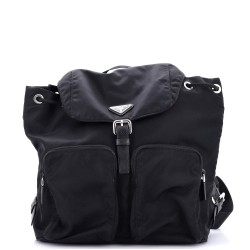 Double Pocket Buckle Backpack Tessuto Medium
