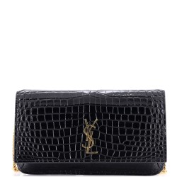Classic Monogram Phone Holder Shoulder Bag Crocodile Embossed Leather