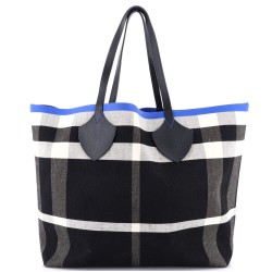 Reversible Giant Tote House Check Canvas and Leather Large