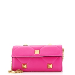 Roman Stud Wallet on Chain Quilted Leather