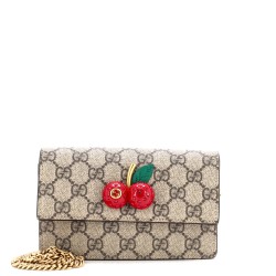 Cherries Wallet on Chain GG Coated Canvas Mini