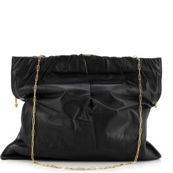 Clasp Ruched Flap Bag Leather Medium