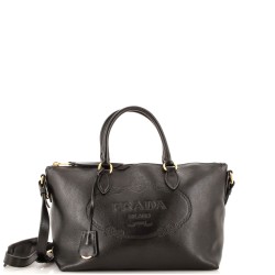 Embossed Logo Convertible Tote Glace Calf Small