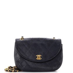 Vintage Round Flap Bag Quilted Lambskin Small