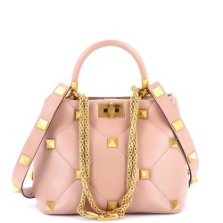Roman Stud Top Handle Bag Quilted Leather Medium