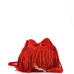 Fringe Monogram Bourse Bucket Bag Leather Mini