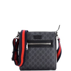 Web Strap Front Zip Messenger Bag GG Coated Canvas Small