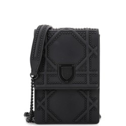 Ultra Matte Diorama Vertical Clutch on Chain Studded Leather