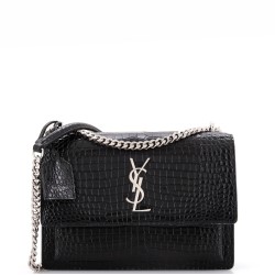 Sunset Crossbody Bag Crocodile Embossed Leather Medium